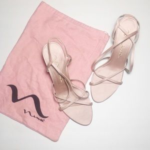 Nina blush pink kitten heels with dust bag leather
